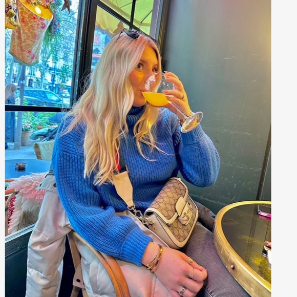 Blue Turtleneck Knit Pullover Sweater Long Sleeve - Picture 15 of 16